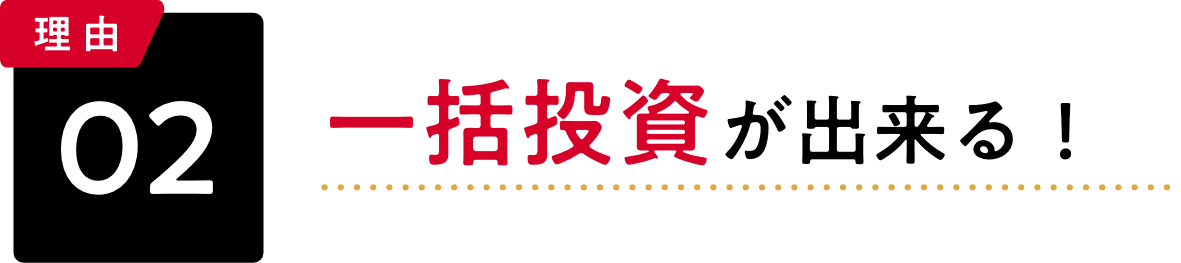 理由02 一括投資が出来る！